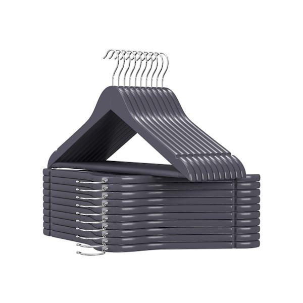 Rootz 20 Pack Harmaa-hopea vaateripustimet - Vaahterapuiset ripustimet - Metalliset koukkuripustimet - Kevyt - Tilaa säästävä - Kestävä - 44,5 cm x 23
