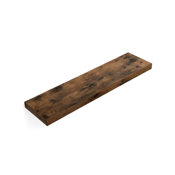 Rootz Rustik Brun Flytande Hylla - Vägghylla - Dekorativ hylla - E1 Class MDF-paneler - Stabil montering - 80cm x 20cm x 3,8cm