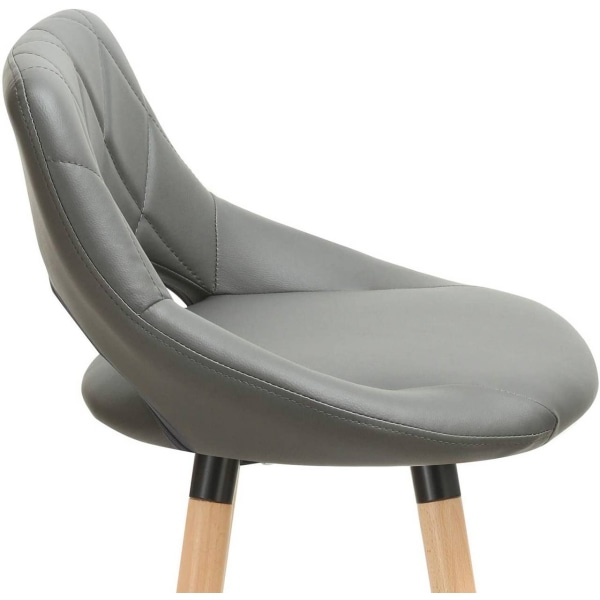 Rootz Barstol i imiteret læder - Bordstol med træramme - Komfort