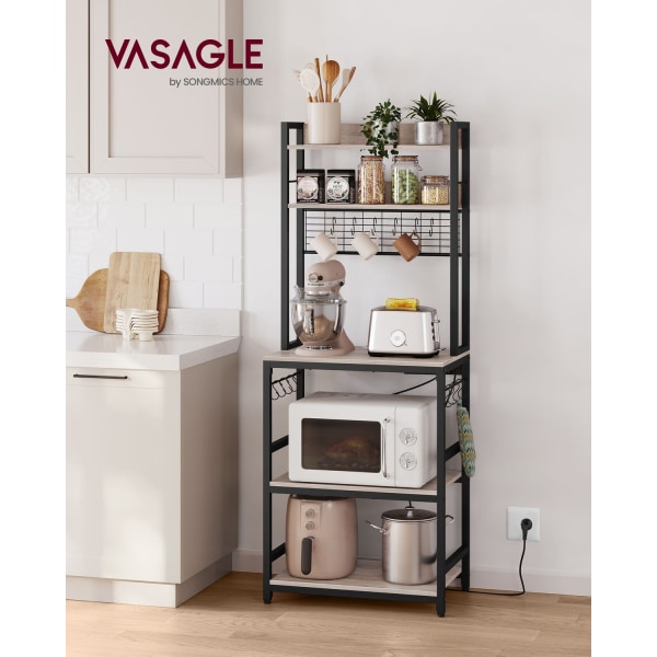 Greige sort spånplade stål kagerol - Bagestativ - Konditorhylde - Robust konstruktion - Rummeligt design - Nem montering - 40 cm x 60 cm x 170 cm