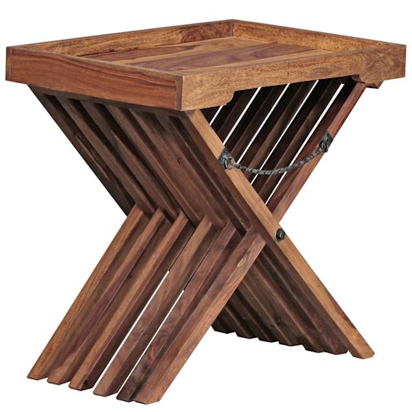 Rootz bord Massivt træ sheesham design foldebord serveringsbakke og bordramme sammenfoldelig landlig stil
