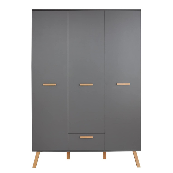 Rootz Baby Room Wardrobe - Cabinet - Closet - Storage - Armoire - Cupboard - Dresser - Grey - 130 x 190 x 60 cm
