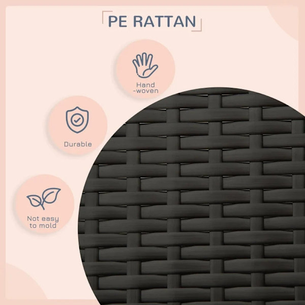 Rootz Rattan Hundehus Med Pude - Husformet Hundeseng - Udendørs Hundehus - Stålramme - PP - Kaffebrun - 69 x 98 x 70 cm