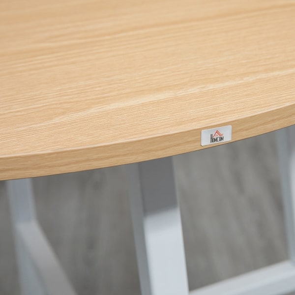 Rootz spisebord - rundt køkkenbord - moderne stil - træbordplade - robuste metalben - 80 cm x 76 cm - naturligt træ og hvid