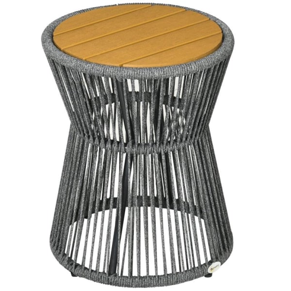 Rootz Havebord - Boho Style Havebord - Vejrbestandig - PE Rattan - Sort + Naturlig - 39cm x 39cm x 49cm