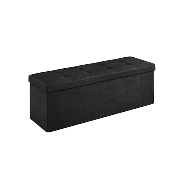 Rootz opbevaring osmannisk bænk - Sort - Imiteret linned - MDF - Skum - 110 cm x 38 cm x 38 cm - 300 kg Kapacitet