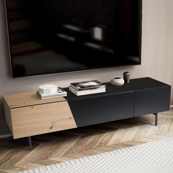 Rootz Modern Design TV Underskab - Lowboard - Eg Dekoration - Rektangulær opbevaring - Rummelig hylde - 150 cm x 40 cm x 40 cm