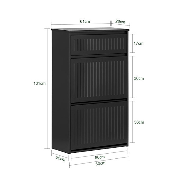 Rootz Shoe Tipper Cabinet - Skoställ - Skoförvaringsorganisator - Mångsidig förvaring - Enkel montering - Slitstarkt MDF-material - 61cm x 101cm x 26c