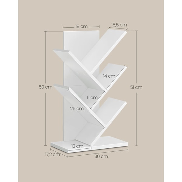 Rootz spånplade bogreol - Hyldeenhed - Opbevaringsstativ - Letvægts - 17,2 cm x 30 cm x 51 cm