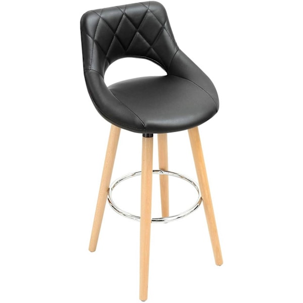 Rootz Barstol i imiteret læder - Skammel af træramme - Komfortabel siddeplads - Holdbar og stabil - Nem montering - 91 cm x 43 cm x 43 cm