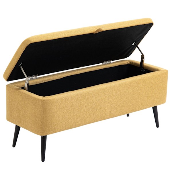 Rootz Bank Storage Bench - Fabric Storage Ottoman - Yellow Foot Pall - Erbjuder optimal komfort - 101b x 38,5T x 44,5H cm
