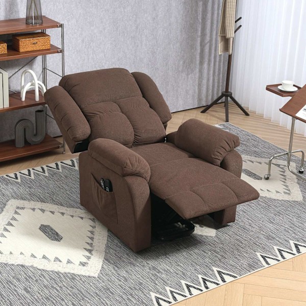 Rootz stand -up återfasarstol - massagestol - uppvärmd stol - mysig komfort - 92W x 102d x 104h cm - brun sammetfinish