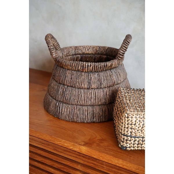 Rootz chisomo korg - handvävd förvaringskorg - dekorativ behållare - jordnära vibbar - 42 cm x 31 cm x 42 cm