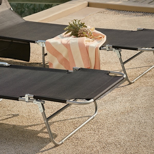 Rootz Liggstol - Fällbar strandstol - Bärbar solstol - Justerbart solskydd - Extra förvaringsficka - 195 cm x 90 cm x 63 cm