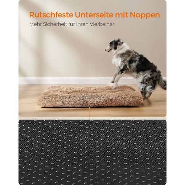 Rootz Camel Brown Hundeseng - Kæledyrsmåtte - Polstret seng - Plysmateriale - Skridsikkert stof - Ortopædisk støtte - 122 cm x 74 cm x 10 cm