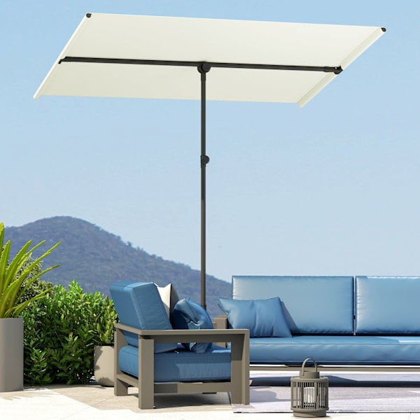 ROOTZ PARASOL - ROTATERING SUNSHADE - Justerbar haveskærm - UV -beskyttelse UPF 50+ - 150x205 cm hvid og sort
