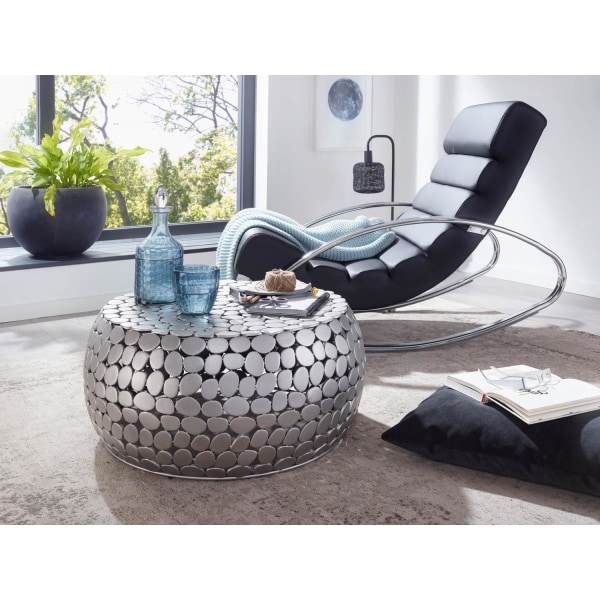 Rootz sohvapöytä metalli hopea 66x66x32 cm sohvapöytä alumiini - Design olohuoneen pöytä pyöreä - Pieni sohvapöytä Moderni - Sivupöytä sivupöytä olohu