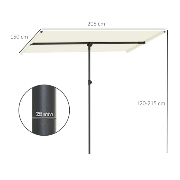 ROOTZ PARASOL - ROTATERING SUNSHADE - Justerbar haveskærm - UV -beskyttelse UPF 50+ - 150x205 cm hvid og sort