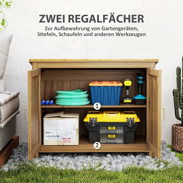Rootz Wood Garden Cabinet - Storage Chest - Tool Organizer - Weatherward Design - 110 cm x 50 cm x 85 cm