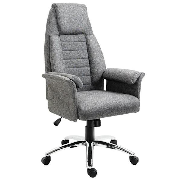 Rootz Drejestol - Executive Chair - Kontorstol - Skrivebordsstol - Højdejusterbar - Stof + Metal - Grå - 68x69x116-126cm