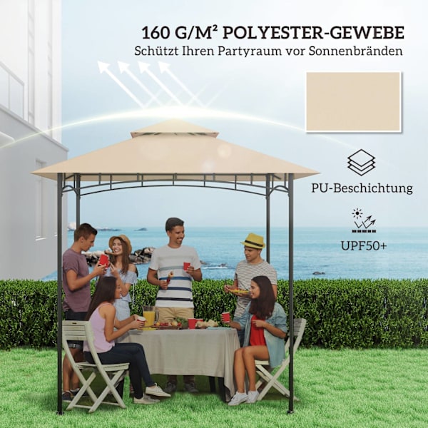 Rootz Garden Gazebo Replacement prespaulin - BBQ Grill Gazebo Roof - Sunshade Canopy - UPF50+ Protection - 244CM X 152CM