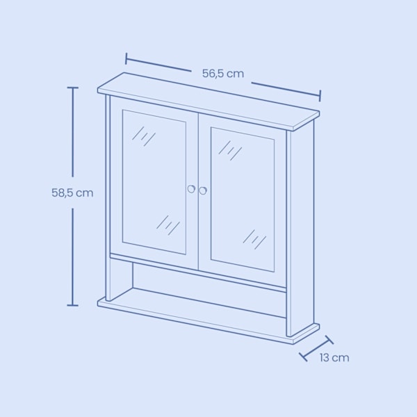 Rootz Mirror Cabinet - Badeværelsesskab - Vægskab - Rumbesparelsesopbevaring - 13 x 56,5 x 58,5 cm - Grå MDF