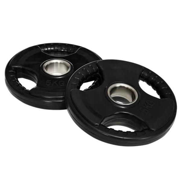Rootz Viktskivor - Set med 2 - 5 kg per tallrik - Tre handtag - Golvvänlig gummibeläggning - Metall - Svart - 24L x 24W x 3,5H cm