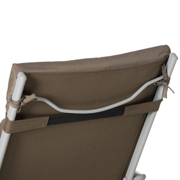 Rootz Trädgårdssäng - Solstol - Strandsäng - Fällbar - Justerbar - Med dyna - Metall/Tyg - Brun/Silver - 137 x 63,5 x 100,5 cm