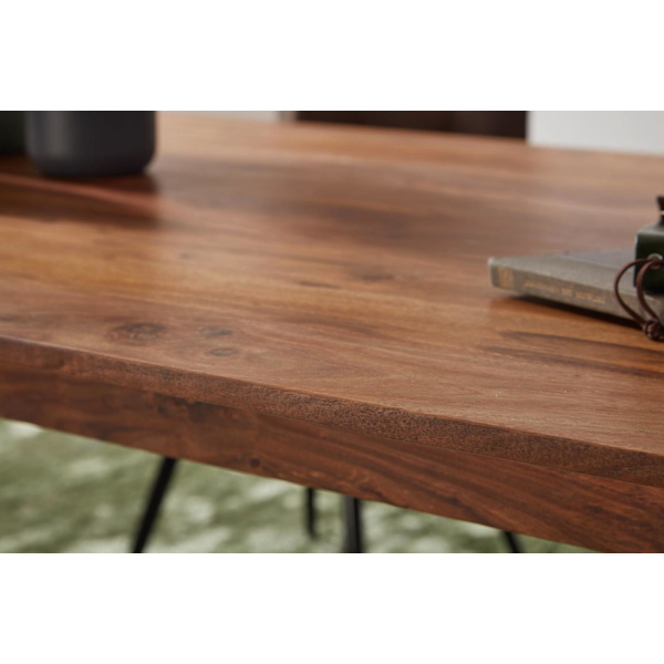 Rootz værelses spisebord træ 120x77x60 cm Sheesham massivt træbord - Designer køkkenbord træ - Massivt træbord Rustikt - Spisebord Massivt ægte træ Mo