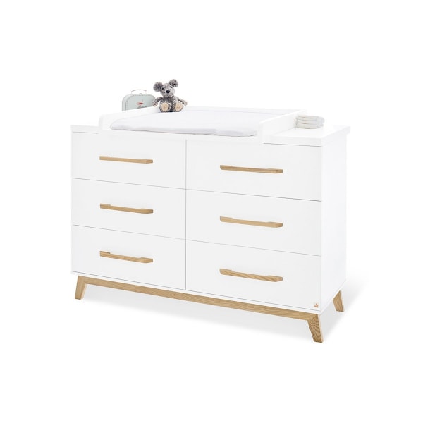 Rootz Riva Erittäin leveä muuttuva yksikkö - Baby Dresser - Taimitarhan järjestäjä - Säädettävä ja irrotettava - 140 cm x 78/58 cm x 105cm