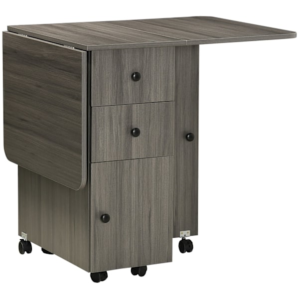 Rootz folding matbord - köksbord - utrymmebesparande - 2 hyllor och 2 lådor - 120 cm x 60 cm x 76,5 cm - grå