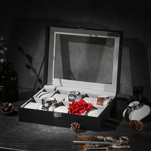 Rootz Watch Box - Klockorganisator - Klockförvaring - MDF-brädor - PU - Sammet - Glas - Skyddar klockor - Snygg dekoration - Utmärkt presentidé - 25 c