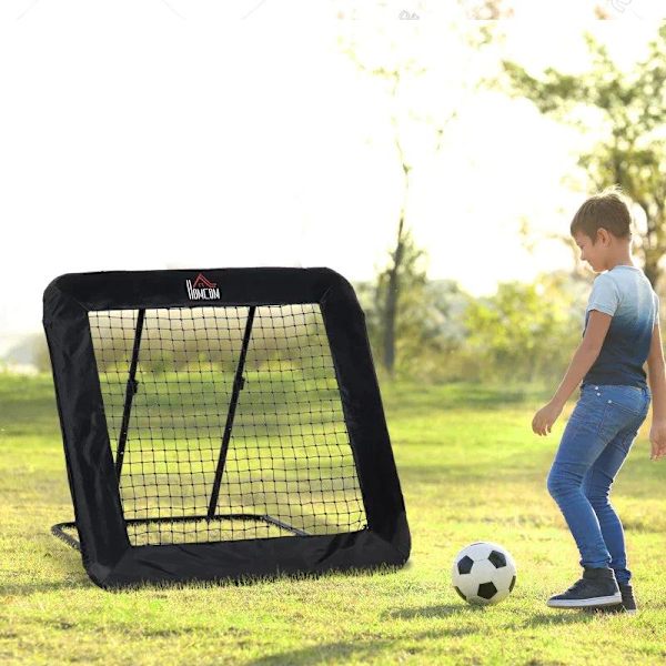 Rootz Football Rebounder Net - Football Rebounder - Harjoittelupallo - Taitettava takapotku - Maalin palautus - Säädettävä 5 askeleella - Teräs - Must