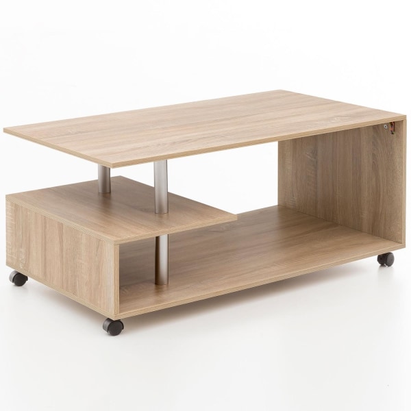 Rootz Design sohvapöytä 105 x 48,5 x 60 cm Sonoma Pyöritettävä pyörillä - Sohvapöytä Sohvapöytä - Sohvapöytä Loungepöytä - Sohvapöytä säilytystilalla
