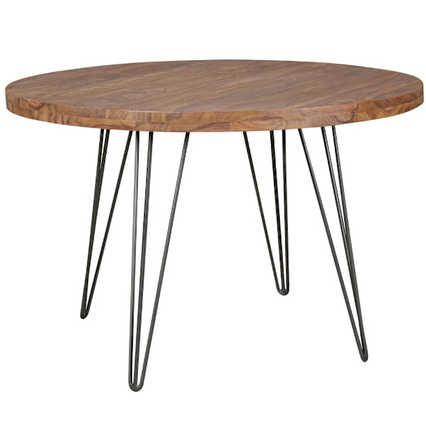 Rootz Design spisebord rundt Ø 120 x 78 cm Sheesham massivt træ - Landhus spisebord brun - Spisebord Køkkenbord 4 personer