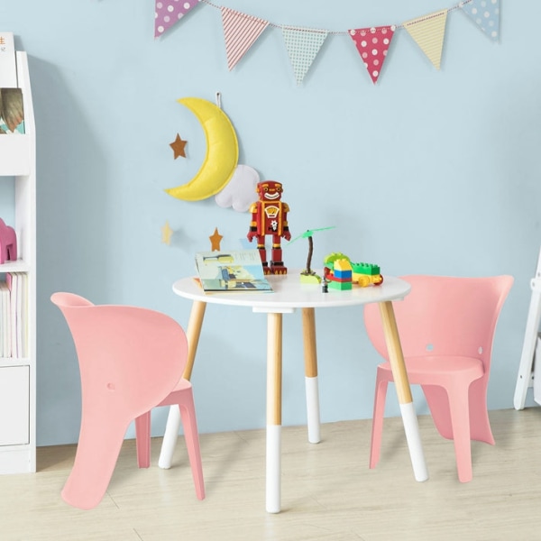 Rootz Elephant Kids Chair Set - Barnstol - Lekrumsmöbler - Bekvämt ryggstöd - Slitstark plast - Mångsidig design - 48cm x 55cm x 41cm