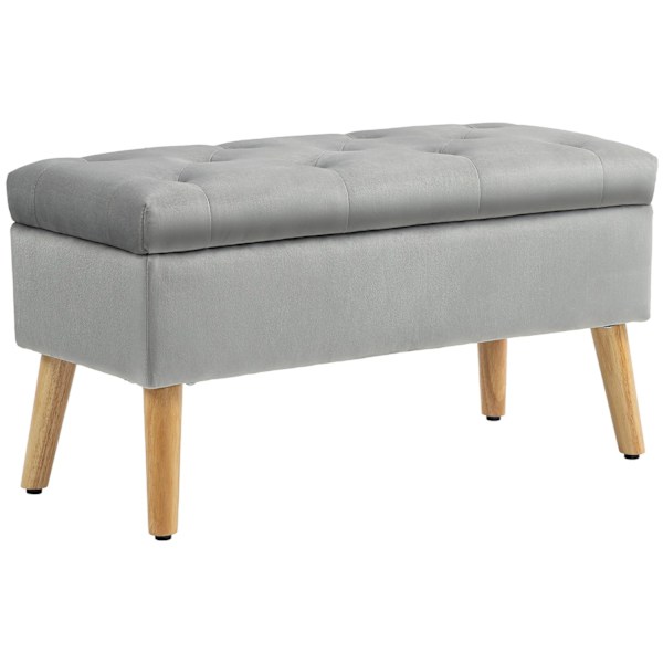 Rootzin verhoiltu säilytyspenkki - samettiset jakkara - pehmustettu rinta - mukavuusistuimet - 80 cm x 35cm x 40 cm - harmaa