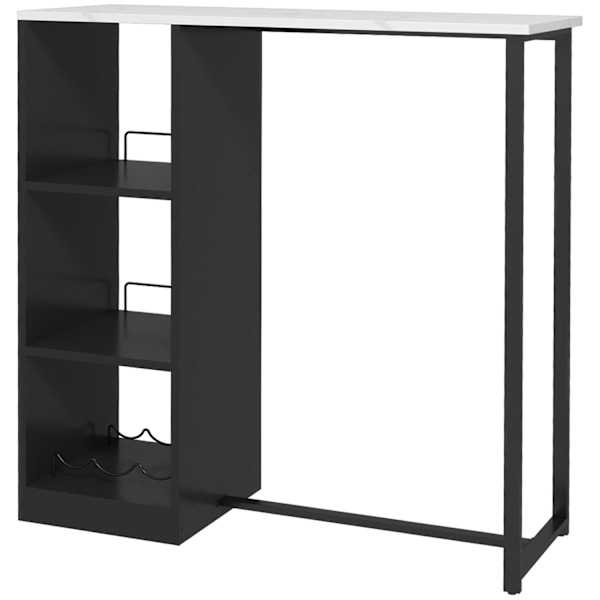 Rootz Bar High Table - Keittiön pöytä - Baaripöytä - Avaruuteen säästävä muotoilu - 105 x 40 x 105 cm - valkoinen marmorinen ulkonäkö, musta teräsrunk