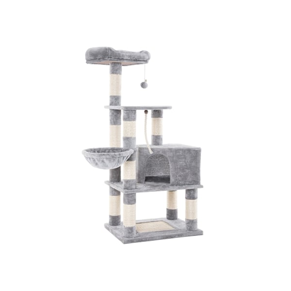 Rootz Medium Cat Tree Skrapstolpe - Multifunktions katttorn - Lekfull kattlägenhet - Plysch liggytor - Spånskivakonstruktion - 55cm x 40cm x 138cm