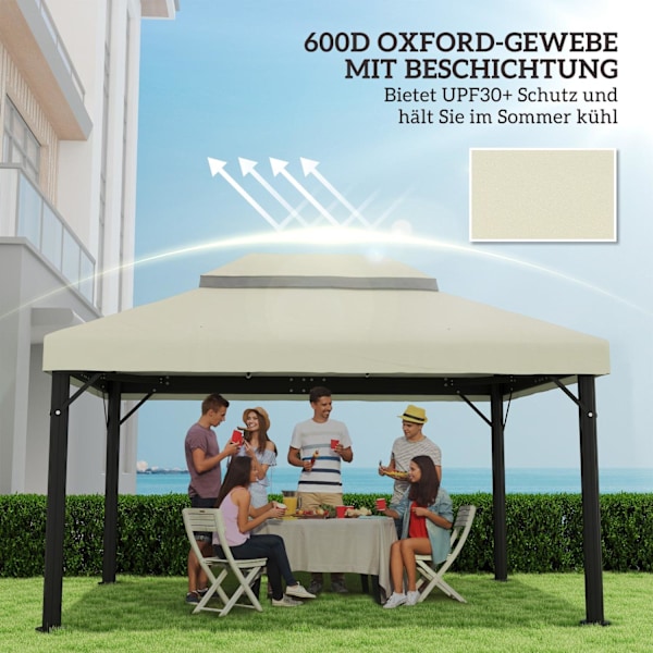 Rootz Gazebo Ersättningstak - Tarpaulin - Pavilion tak - Solskydd UPF30+ - 400 cm x 300 cm - vitt
