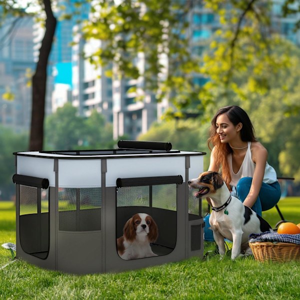 Rootz Foldbart Pet Play Run - Puppy Playpen - Kitten kabinet - Ventileret - 94x74x60cm - bærbar med opbevaringspose til indendørs/udendørs brug