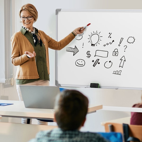 Rootz Mobile Magnet Whiteboard - Rotertable Teaching Board - Writing Display - 360 ° Flexibilitet - 120 x 90 cm