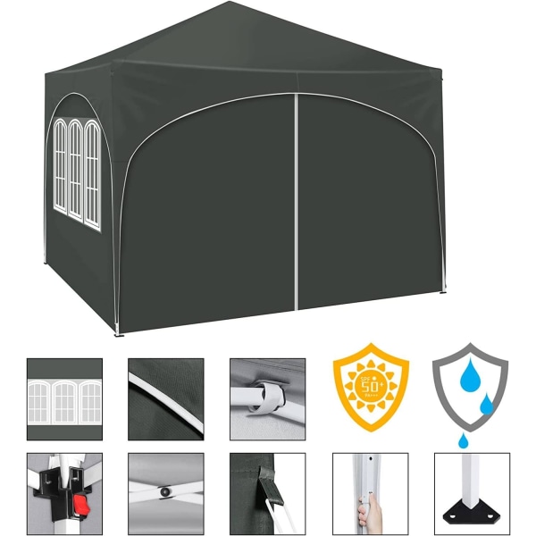 Rootz Ultimate Outdoor Gazebo - Weather Shelter - Event Pavillion - Stærk metalramme - UV- og regnbeskyttelse - Nem opsætning - 3x3m