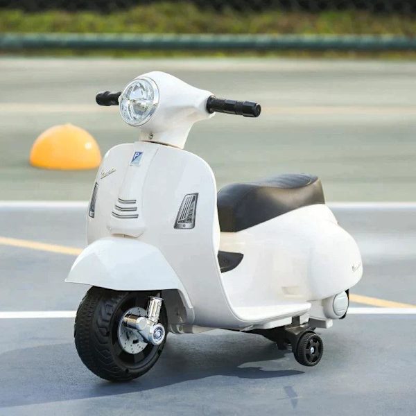 Rootz VESPA - Elmotorcykel - Børnemotorcykel - Elbil - LED lys - Metal - Hvid - 66,5 x 38 x 52 cm