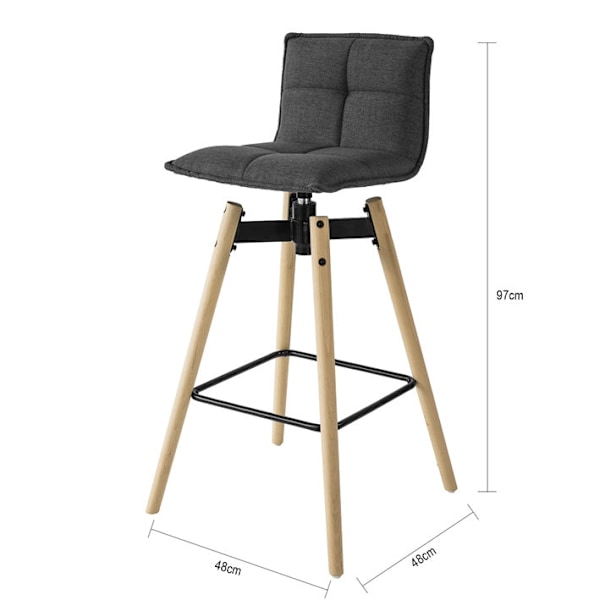 Rootz Swivel Bar Pall - Höjdjusterbar pall - Vadderad sits - Designpall för Home Bar - 98cm x 36cm x 38cm