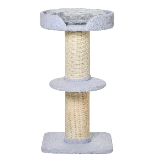 Rootz Cat Tree - Leikkipuu - Raaputustolppa alustalla - Sisal E1 lastulevypehmo - Vaaleansininen - 45 x 45 x 91 cm