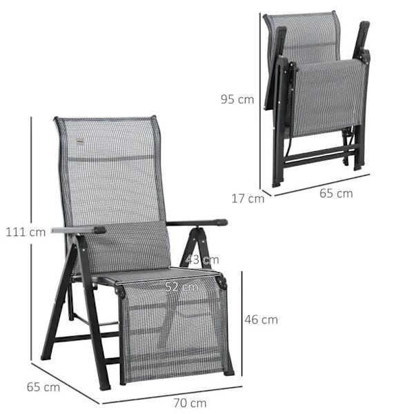 Rootz liggestol - Zero Gravity stol - Solseng - Liggestol - Havestol - 9 stillinger Justerbar - Vægtløs liggestol - Sort/Grå - 70 x 65 x 111 cm