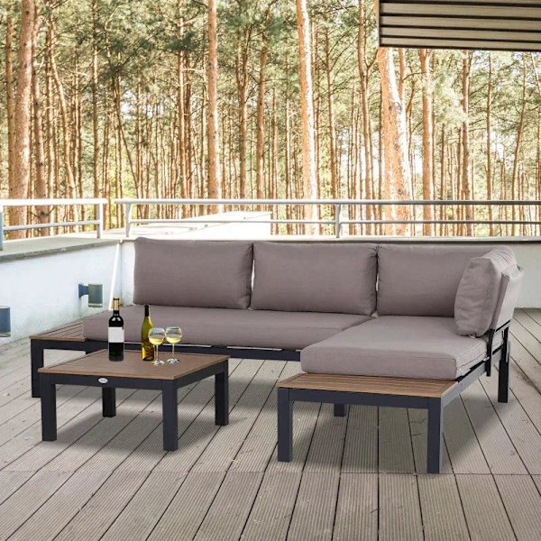 Rootz Havemøbelsæt - Sidebordssofa - Sofasæt - Sofabord - Sofa med hynder - Aluminium - 164 x 74 x 69 cm