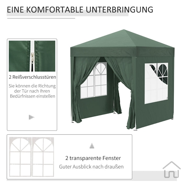Rootz 2x2m hopfällbart lusthus - Paviljong - Öltält - Snabbinstallation - UV-skydd - Hög stabilitet - 2L x 2W x 2,4H m - Stål & Oxford-tyg
