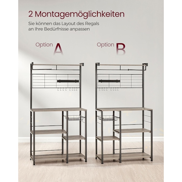 Rootz Greige Svart Köksförvaringsställ - Spånskiva stål Organizer - Skafferi Hylla - Heavy Duty - 42cm x 90cm x 167,3cm